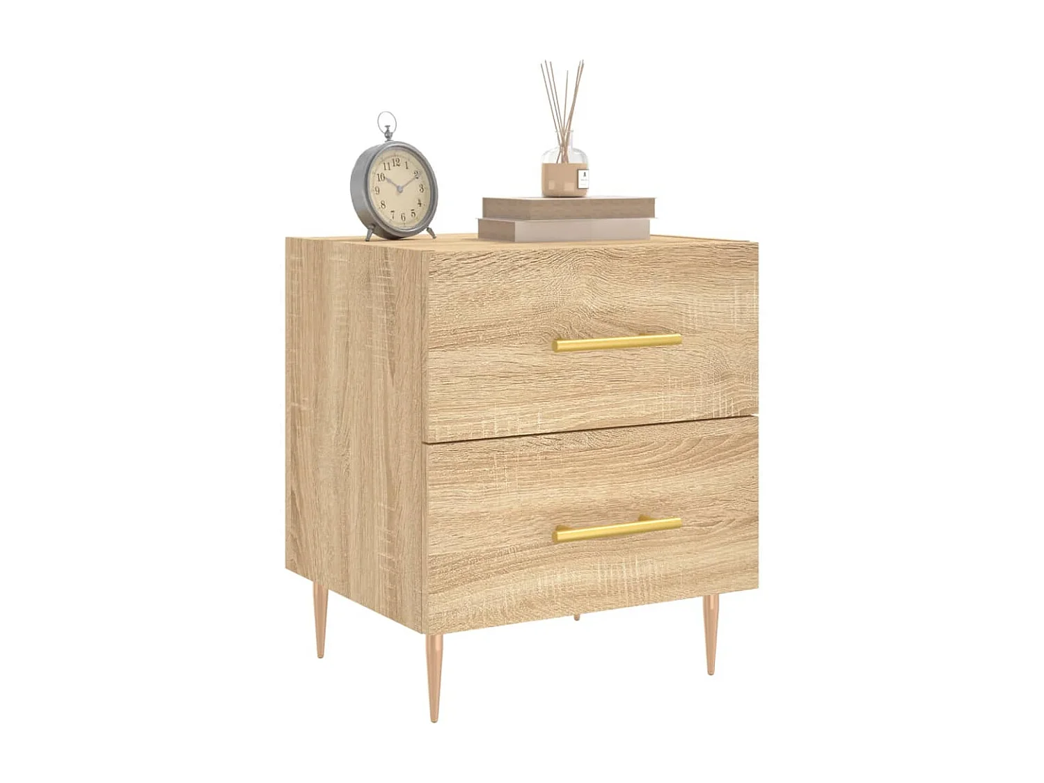Nachttisch 2er Set-Beistelltisch-Nachttischkommode Sonoma-Eiche 40x35x47,5 cm Holzwerkstoff SHL64202