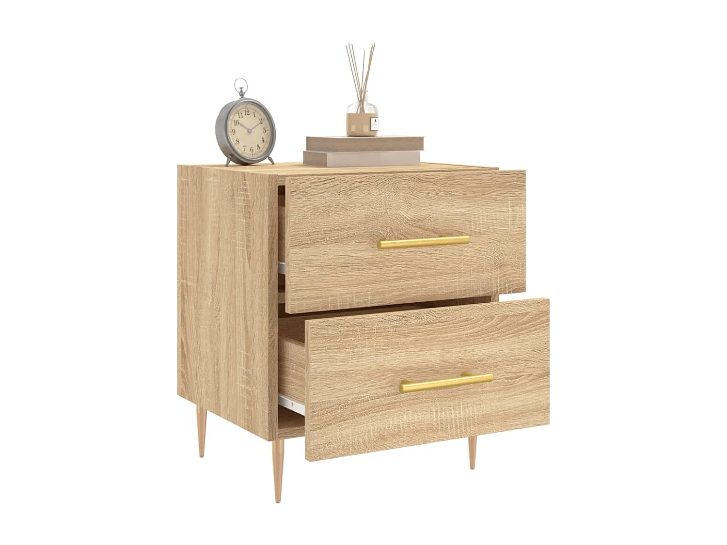 Nachttisch 2er Set-Beistelltisch-Nachttischkommode Sonoma-Eiche 40x35x47,5 cm Holzwerkstoff SHL64202