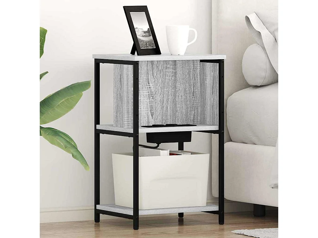 Nachttisch-Beistelltisch Graues Sonoma 38 x 31 x 61 cm Holzwerkstoff SHL60955