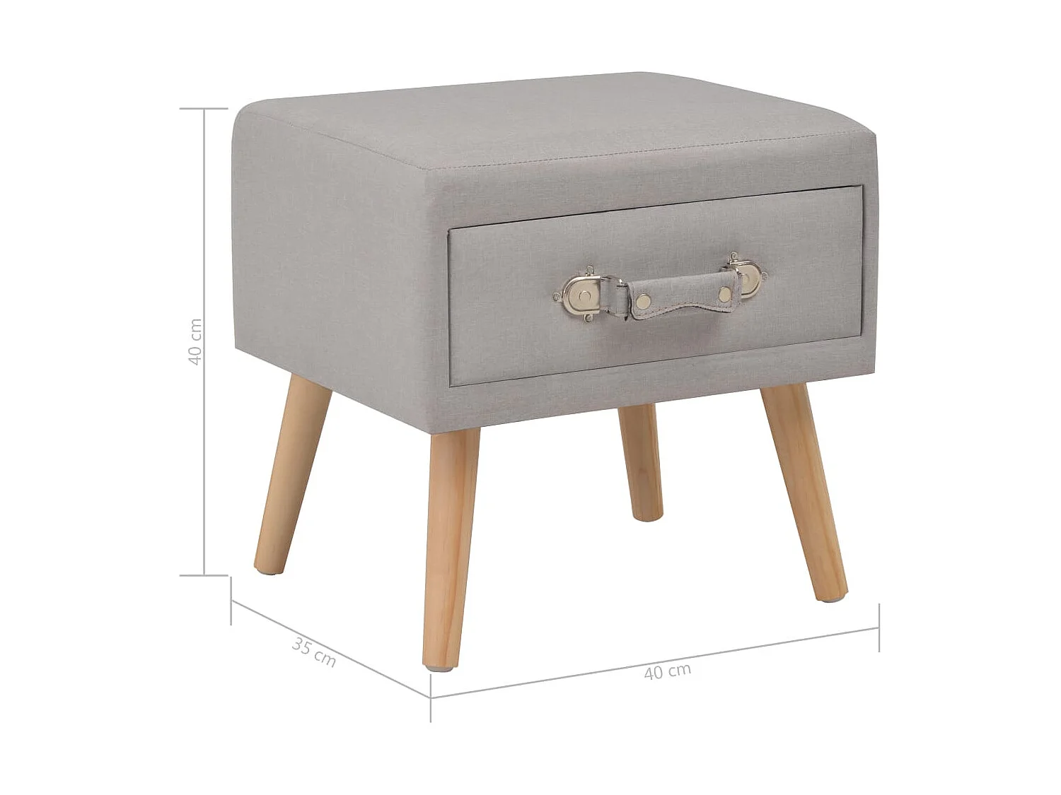 Table de chevet-Table d'appoint Gris 40x35x40 cm Tissu