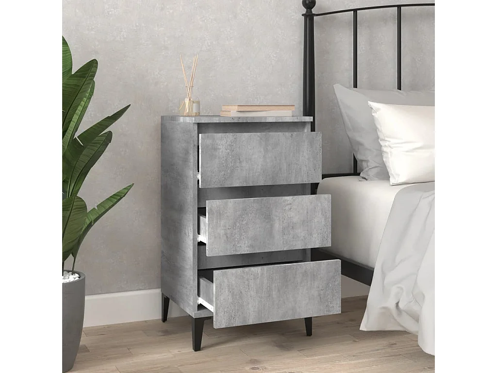 Nachttisch-Beistelltisch Betongrau 40x35x70 cm Holzwerkstoff SHL70340