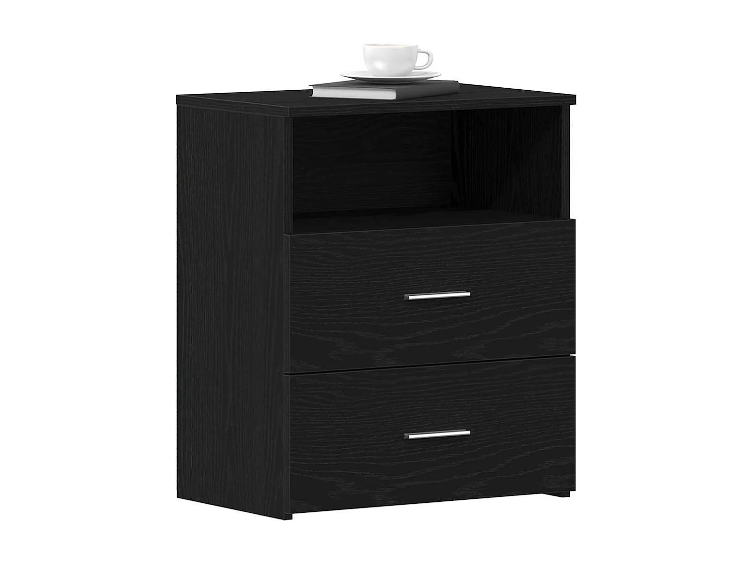 Mesita de noche | Mesilla de noche con cajón 2 uds. Roble negro 50x32x60cm