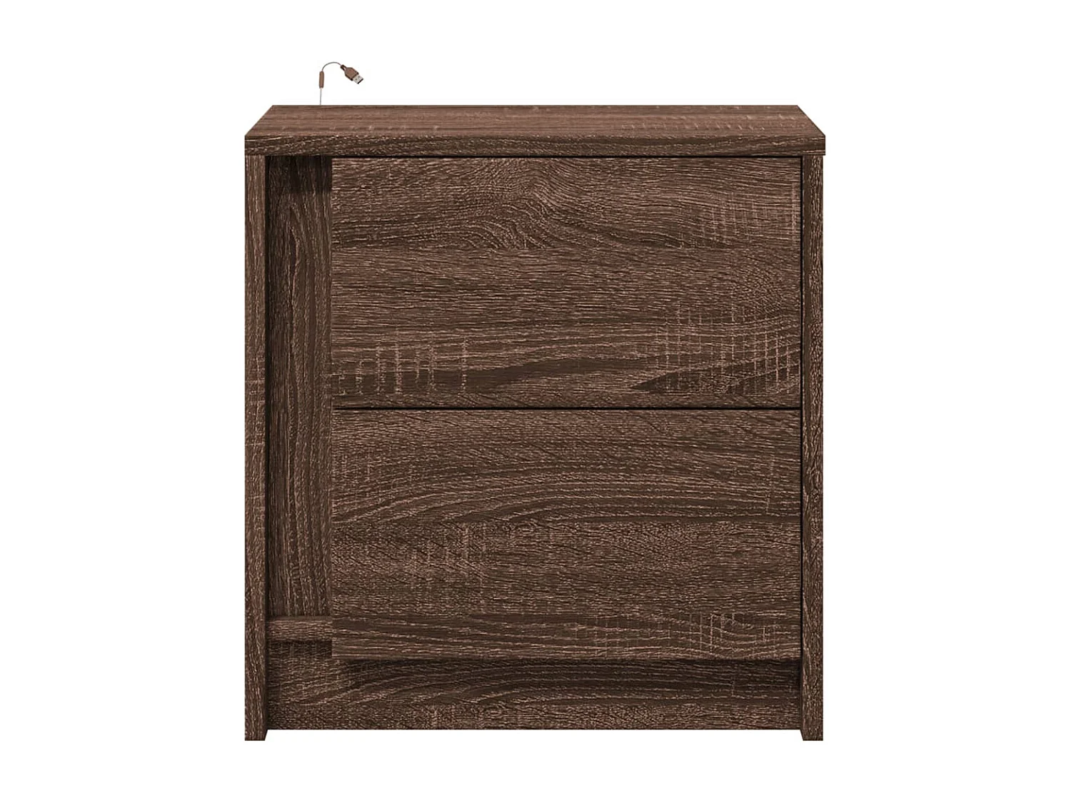 Nachttische mit LED-Leuchten 2er Set | Beistelltisch Braun Eiche Holzwerkstoff SHL70072