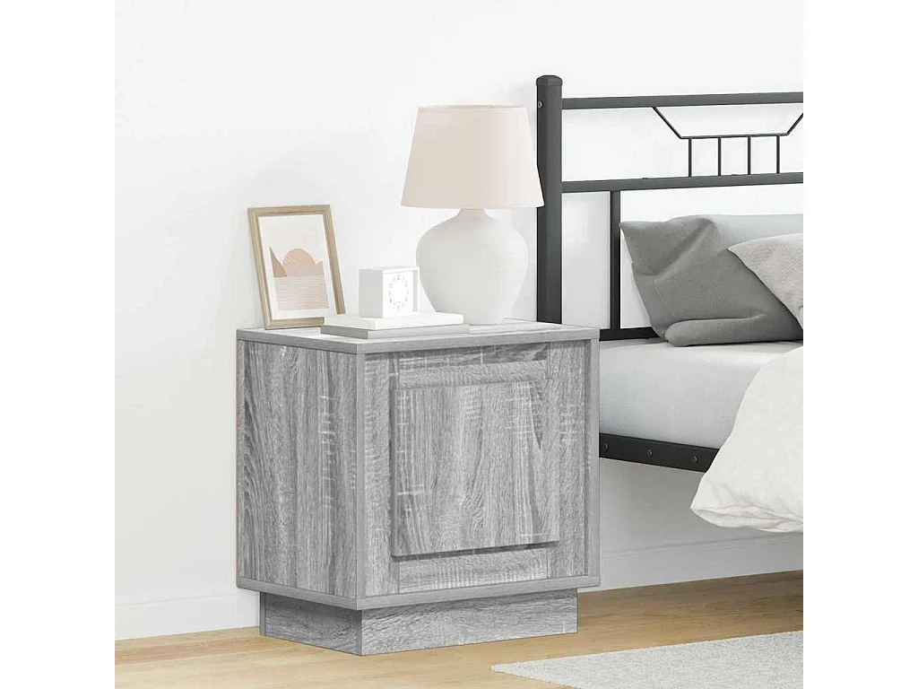Mesita de Noche | Armario de Noche | Mesilla de noche Gris 44x34.5x45 cm Madera contrachapada