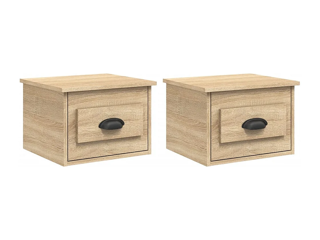 Nachttisch hängend 2er Set | Wand-Nachttische Sonoma-Eiche 41,5x36x28 cm SHL6131