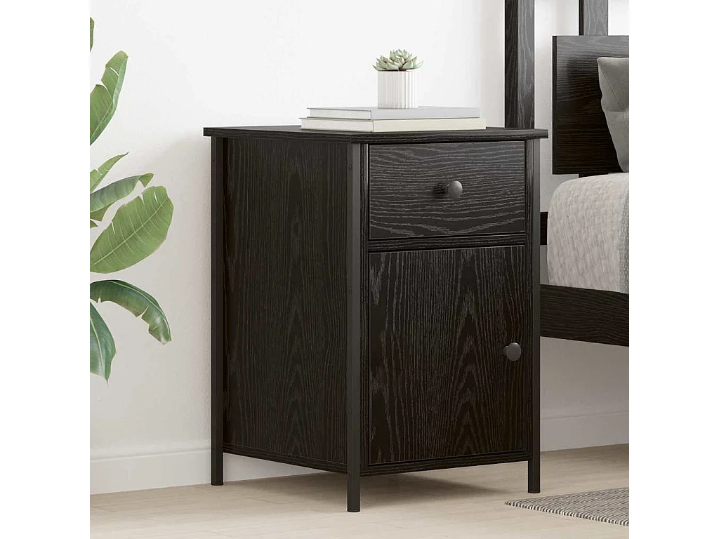 Mesita de Noche | Armario de Noche | Mesilla de noche con cajón Roble negro 40x42x60 cm