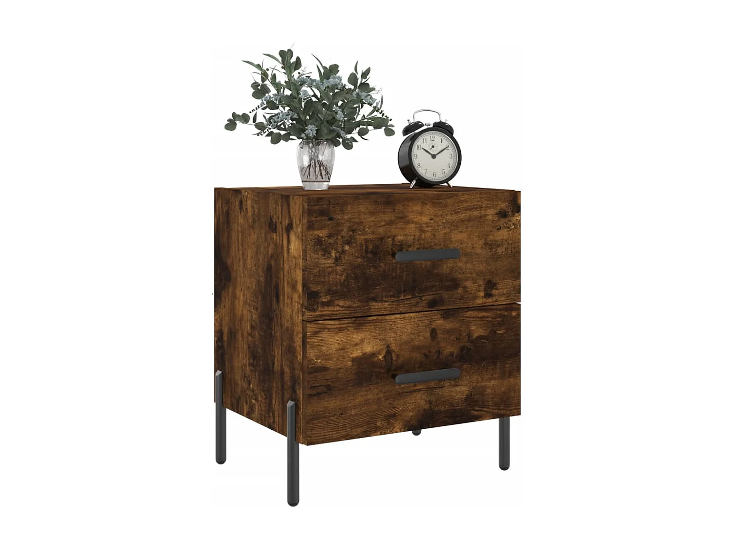 Mesita de noche | Mesilla de noche 2 uds. madera ingeniería roble ahumado 40x35x47,5cm