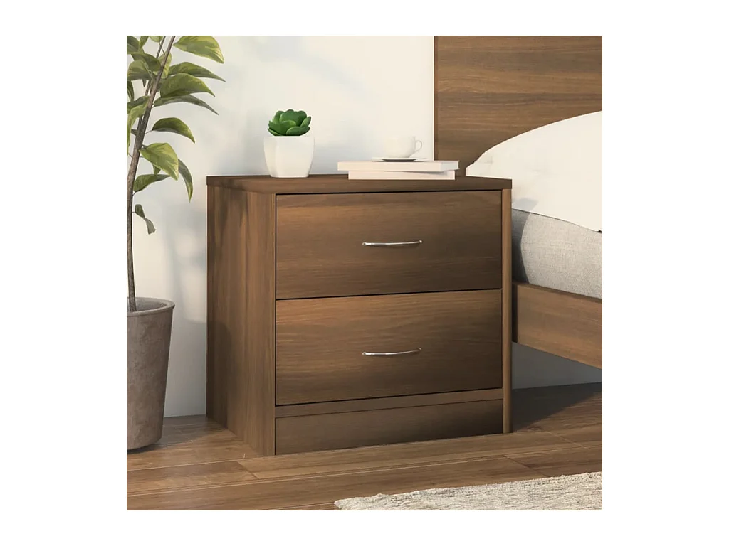 Mesita de noche | Mesilla de noche madera de ingeniería marrón roble 40x30x40 cm