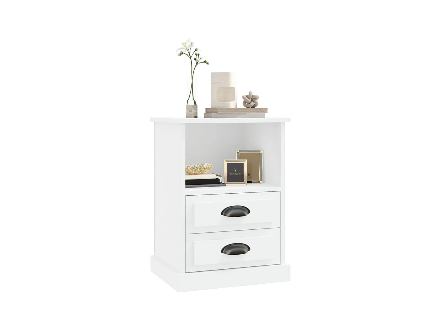 Pack de 2 Mesitas de noche | Mesilla de noche blancas 43x36x60 cm