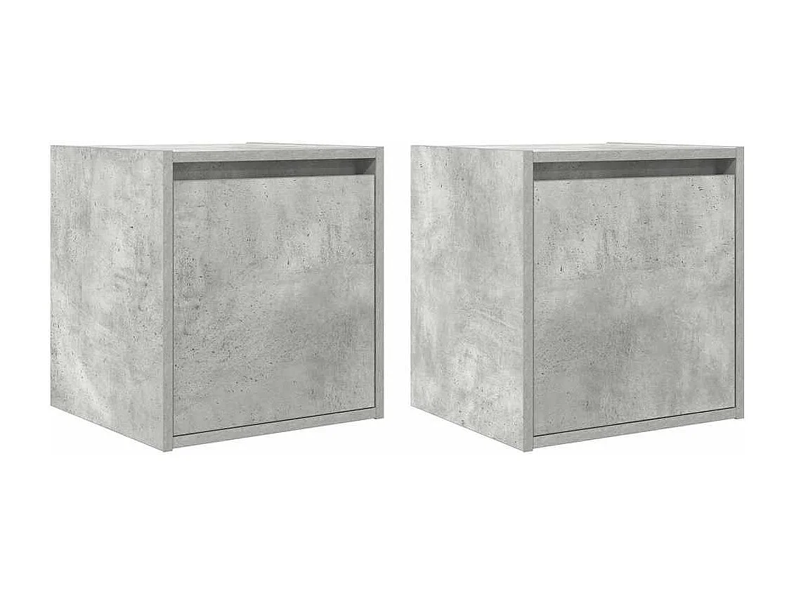 Lot de 2 Tables de chevet flottantes gris béton 38x34x40 cm