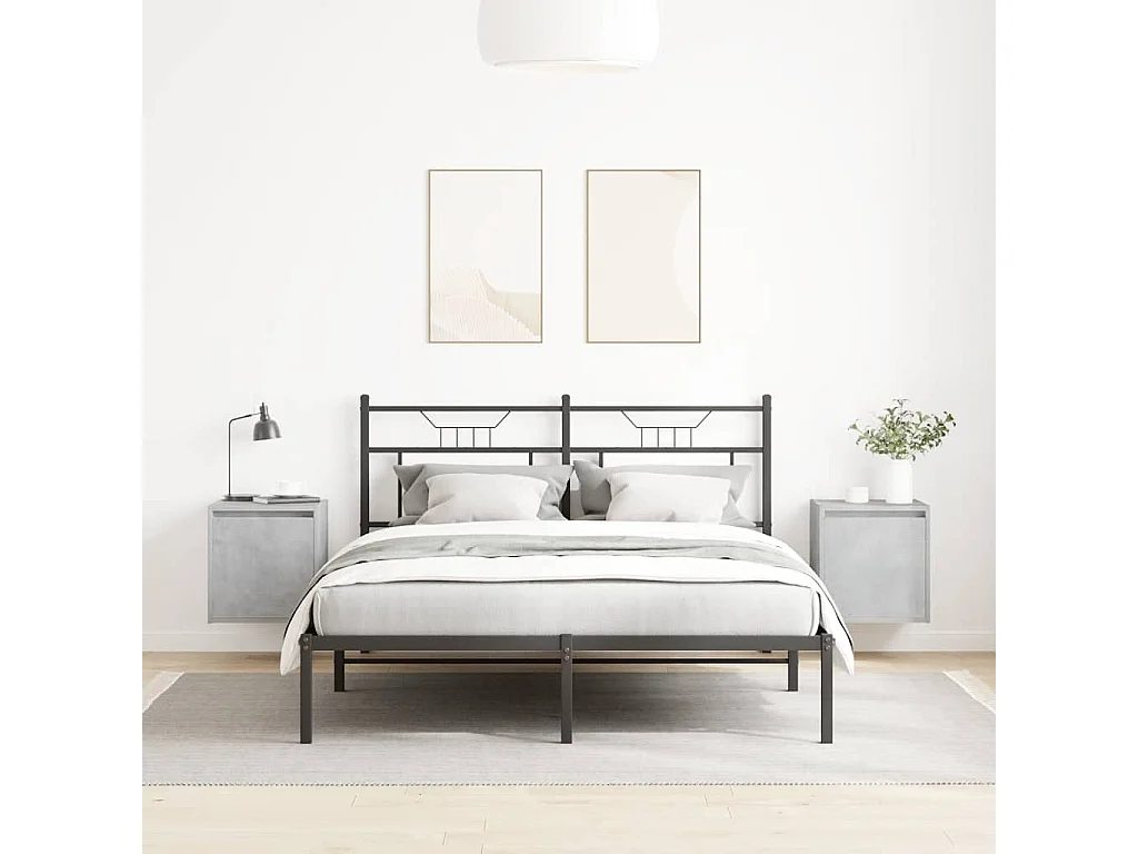 Lot de 2 Tables de chevet flottantes gris béton 38x34x40 cm