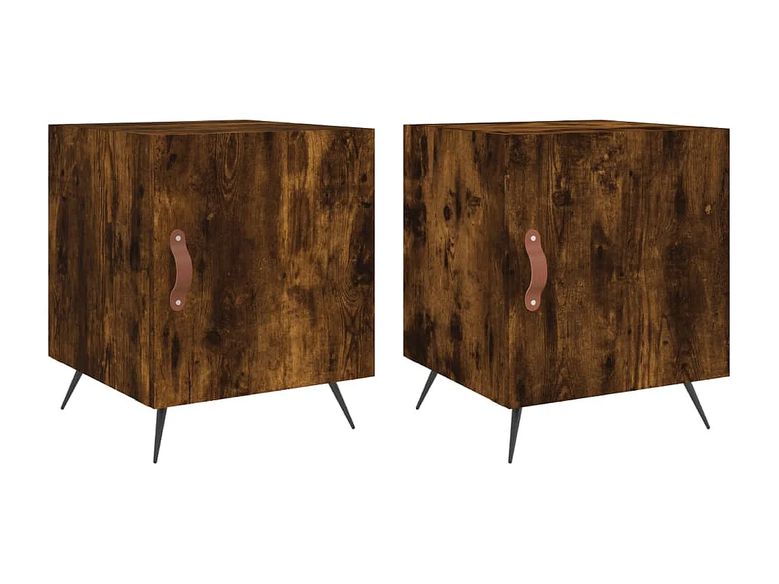 Mesa de Cabeceira Moderna 2 peças 40x40x50cm derivado madeira carvalho fumado