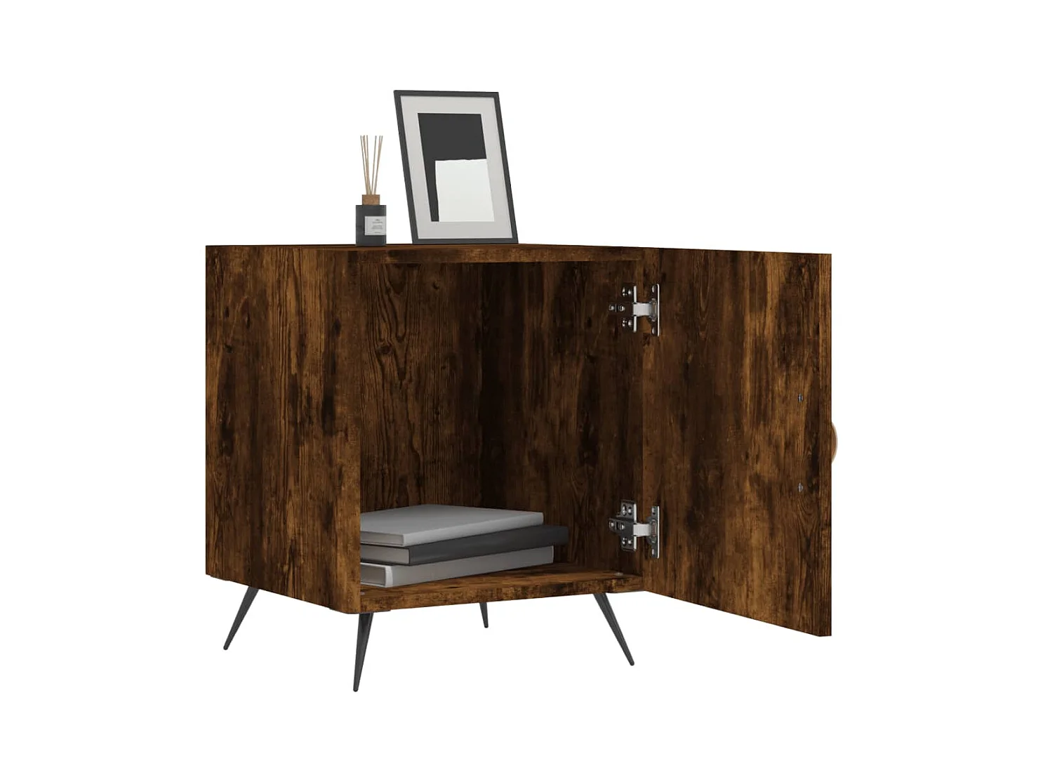 Mesa de Cabeceira Moderna 2 peças 40x40x50cm derivado madeira carvalho fumado