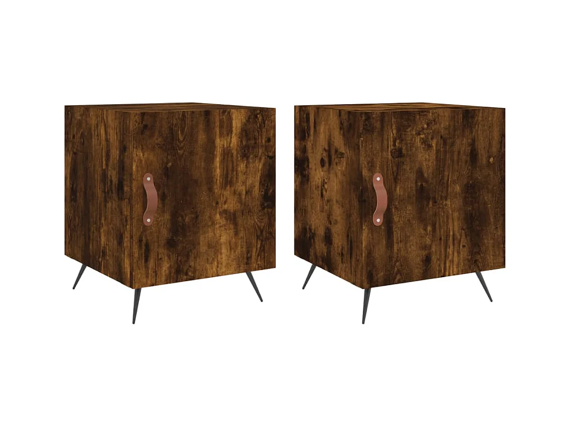 Mesitas de noche | Mesilla de noche 2 uds madera ingeniería roble ahumado 40x40x50 cm