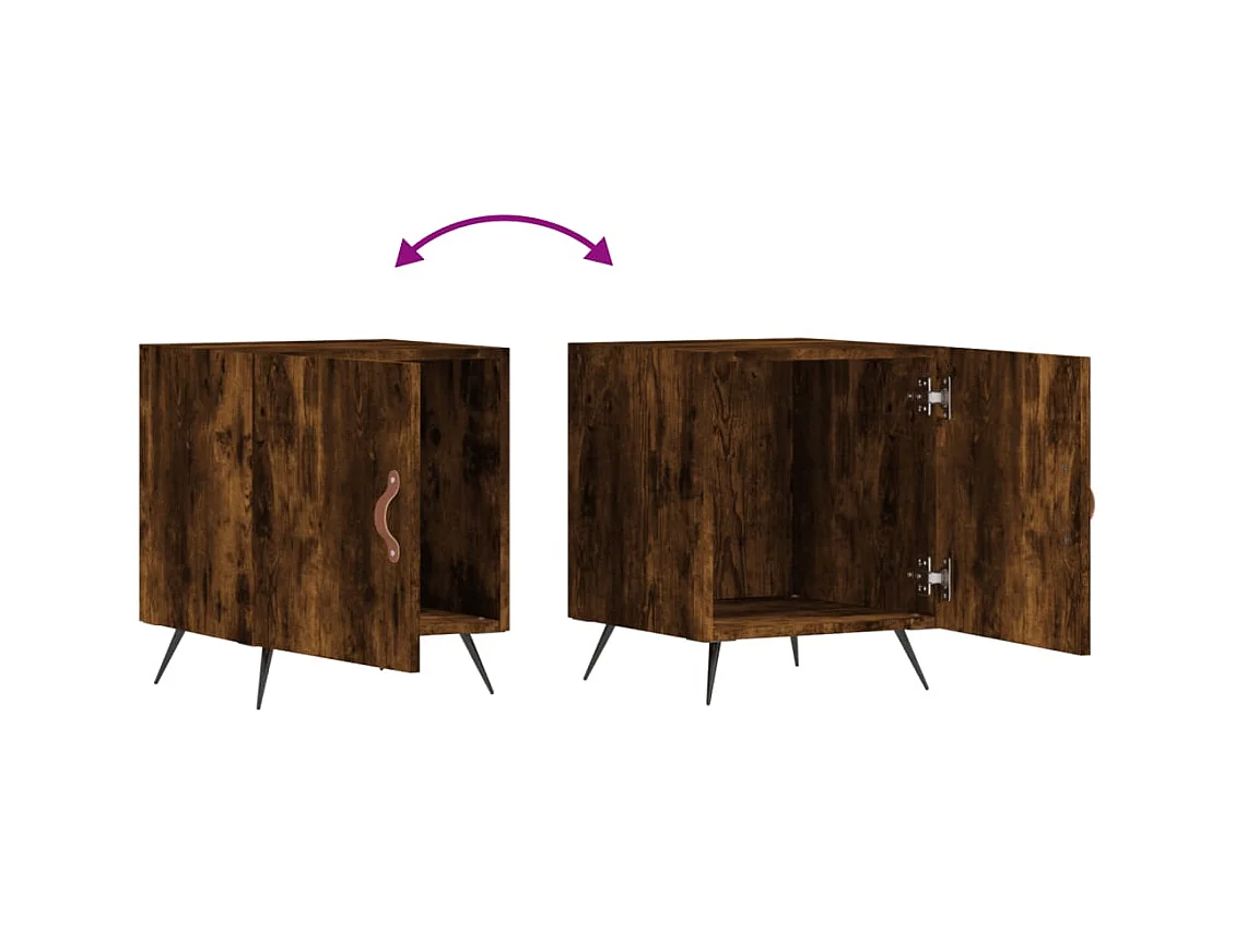 Mesitas de noche | Mesilla de noche 2 uds madera ingeniería roble ahumado 40x40x50 cm