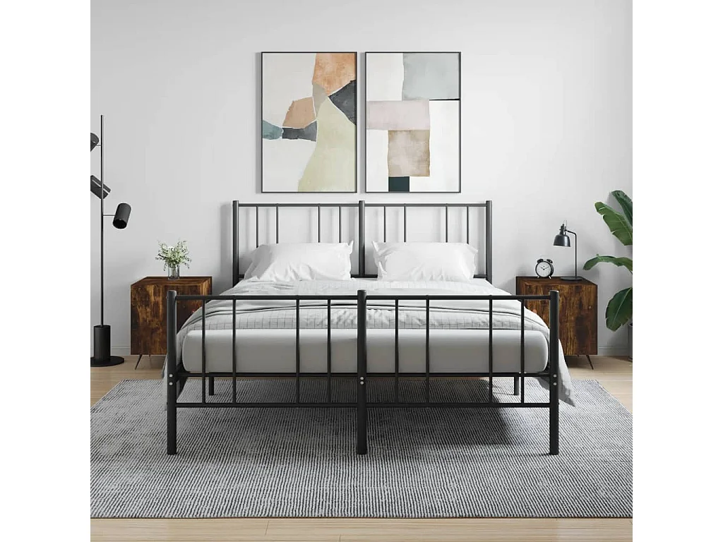 Nachttisch 2er Set-Beistelltisch-Nachttischkommode Räuchereiche 40x40x50 cm Holzwerkstoff SHL14387