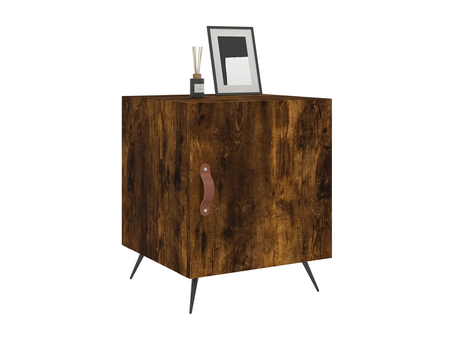 Nachttisch 2er Set-Beistelltisch-Nachttischkommode Räuchereiche 40x40x50 cm Holzwerkstoff SHL14387