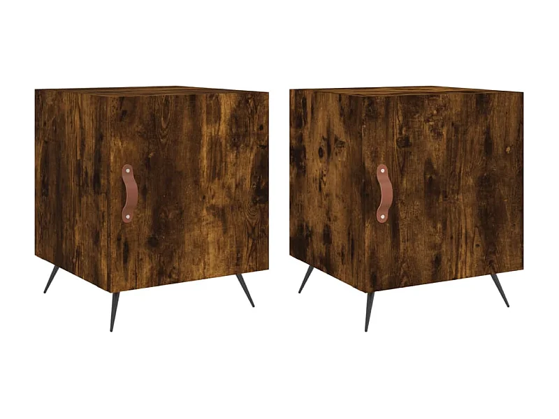 Mesa de Cabeceira Moderna 2 peças 40x40x50cm derivado madeira carvalho fumado