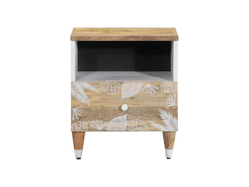Mesita de noche | Mesilla de noche de madera maciza de mango 40x33x46 cm