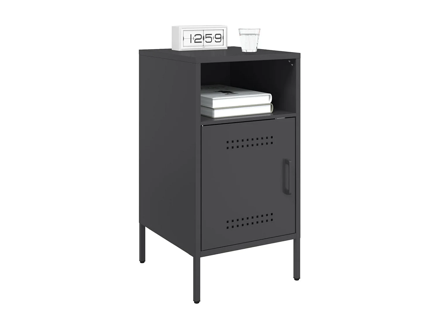 Nachttisch-Beistelltisch-Nachtschrank Schwarz 36x39x68 cm Stahl SHL73928