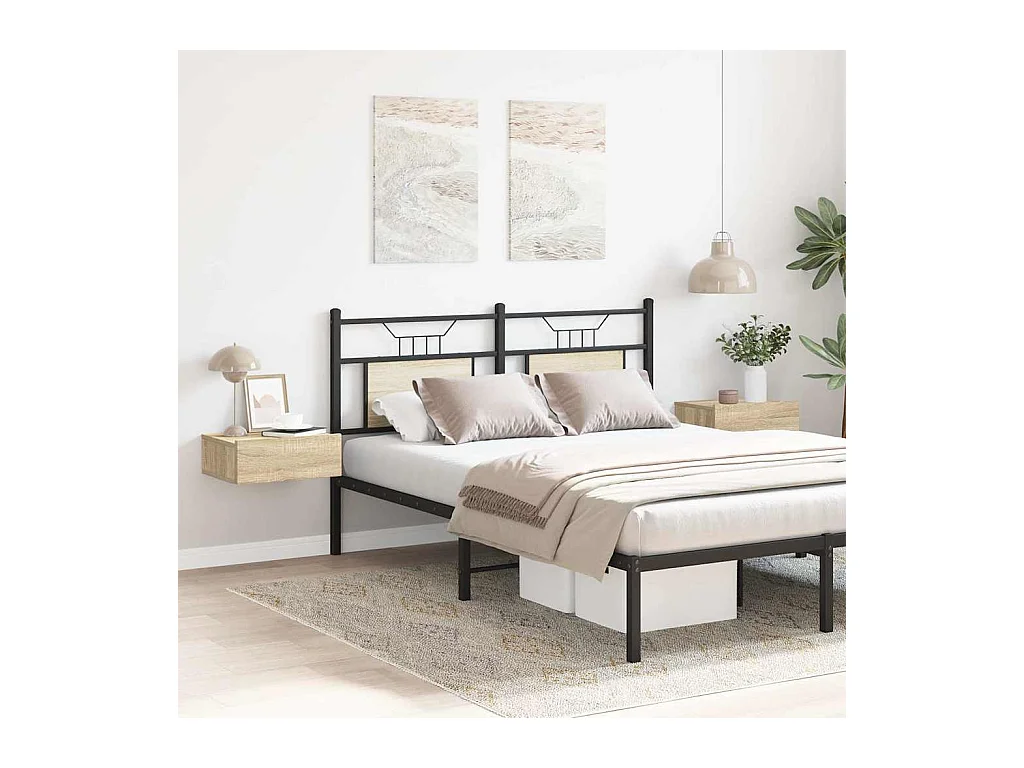 Mesitas de noche | Mesilla de noche flotantes 2 uds contrachapada roble 40x30x15cm