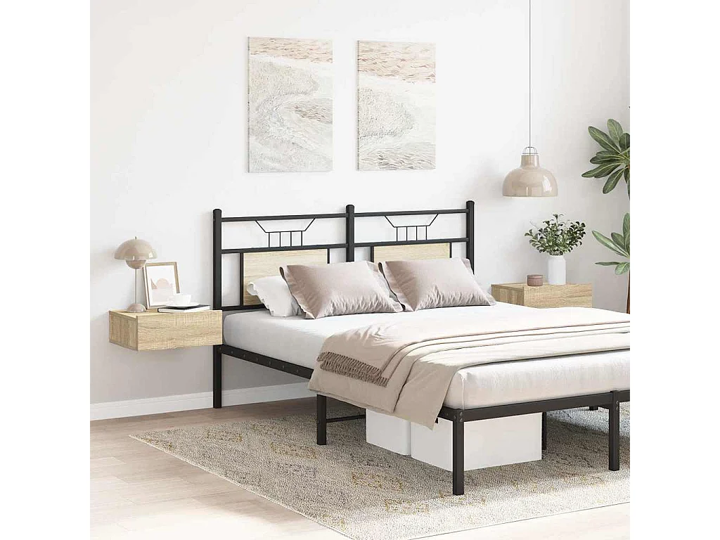 Nachttisch hängend 2er Set | Wand-Nachttische Sonoma-Eiche 40x30x15 cm SHL58570