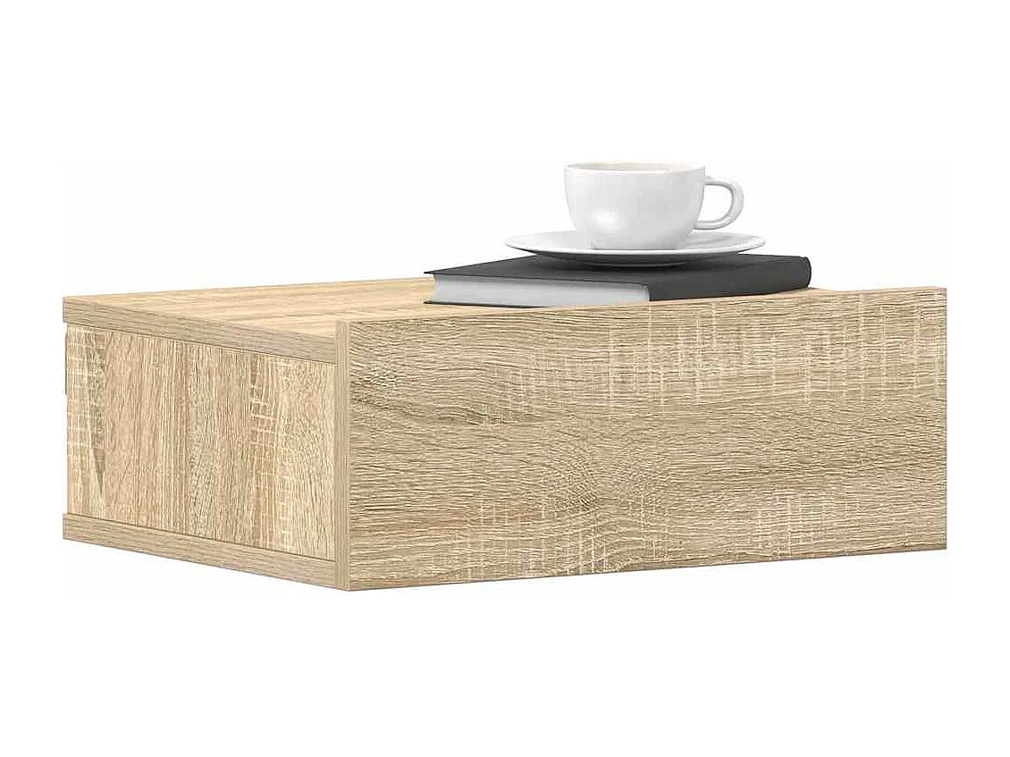 Nachttisch hängend 2er Set | Wand-Nachttische Sonoma-Eiche 40x30x15 cm SHL58570