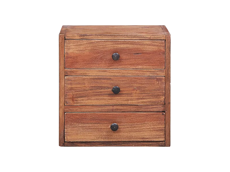 Mesita de noche | Mesilla de noche con 3 cajones madera maciza caoba 35x25x35 cm