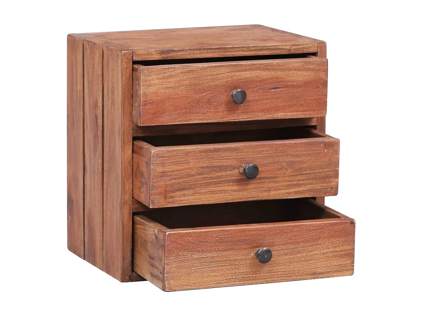 Mesita de noche | Mesilla de noche con 3 cajones madera maciza caoba 35x25x35 cm