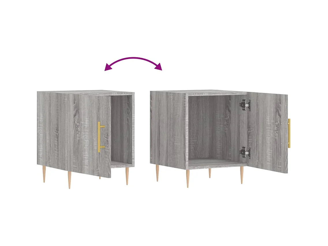 Lot de 2 Tables de chevet Étroite avec Étagère de rangement sonoma gris 40x40x50cm bois d'ingénierie