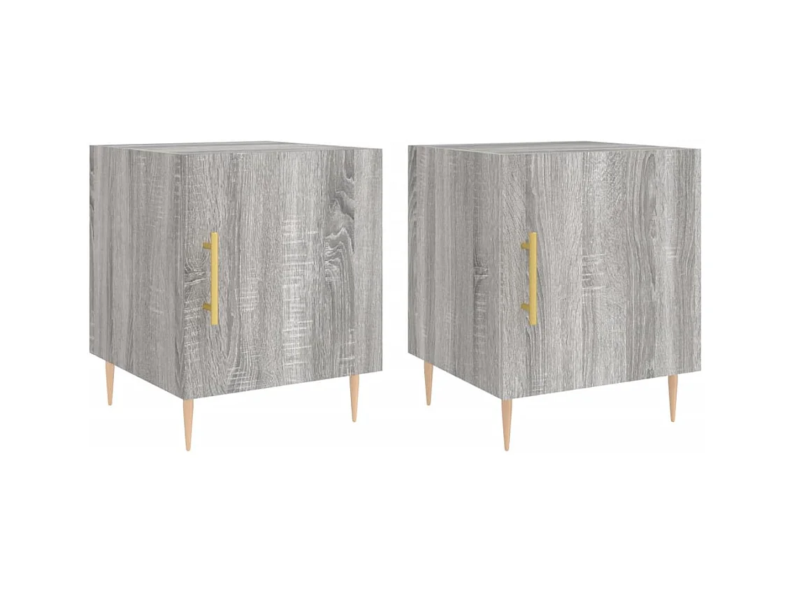Mesitas de noche | Mesilla de noche 2 uds madera ingeniería gris Sonoma 40x40x50 cm