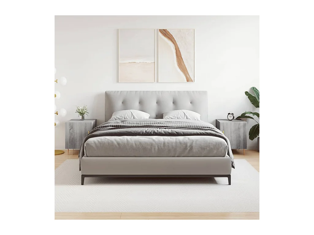 Mesitas de noche | Mesilla de noche 2 uds madera ingeniería gris Sonoma 40x40x50 cm