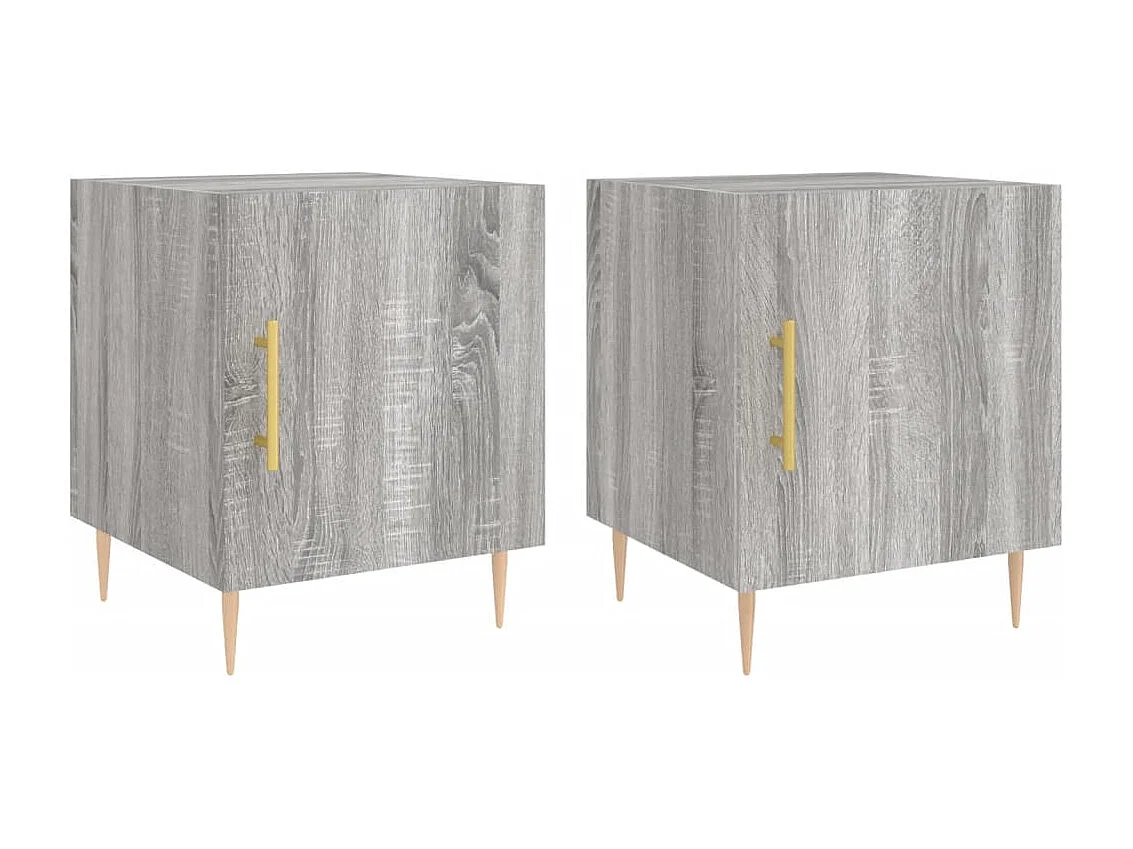 Nachttisch 2er Set-Beistelltisch-Nachttischkommode Grau Sonoma 40x40x50 cm Holzwerkstoff SHL80870