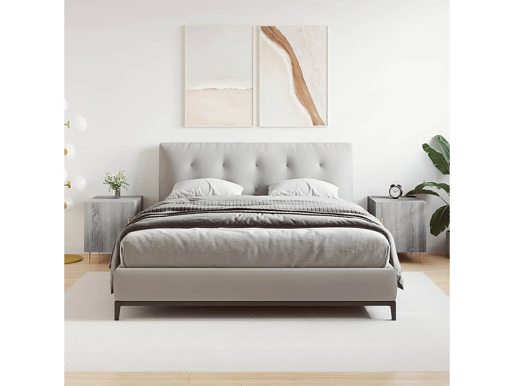 Nachttisch 2er Set-Beistelltisch-Nachttischkommode Grau Sonoma 40x40x50 cm Holzwerkstoff SHL80870