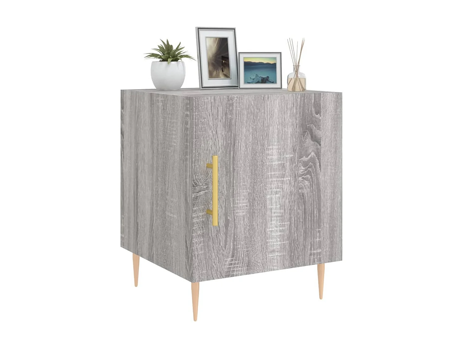 Nachttisch 2er Set-Beistelltisch-Nachttischkommode Grau Sonoma 40x40x50 cm Holzwerkstoff SHL80870