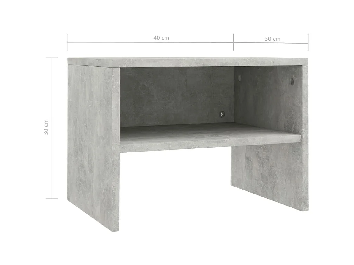 Mesitas de noche | Mesilla de noche 2 uds madera contrachapada hormigón 40x30x30cm