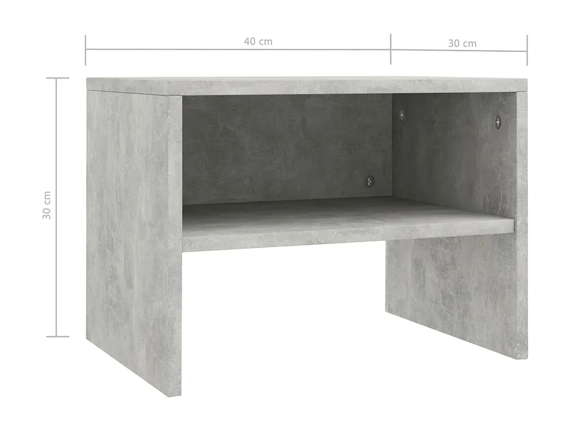 Nachttisch 2er Set-Beistelltisch Betongrau 40x30x30 cm Holzwerkstoff SHL47911