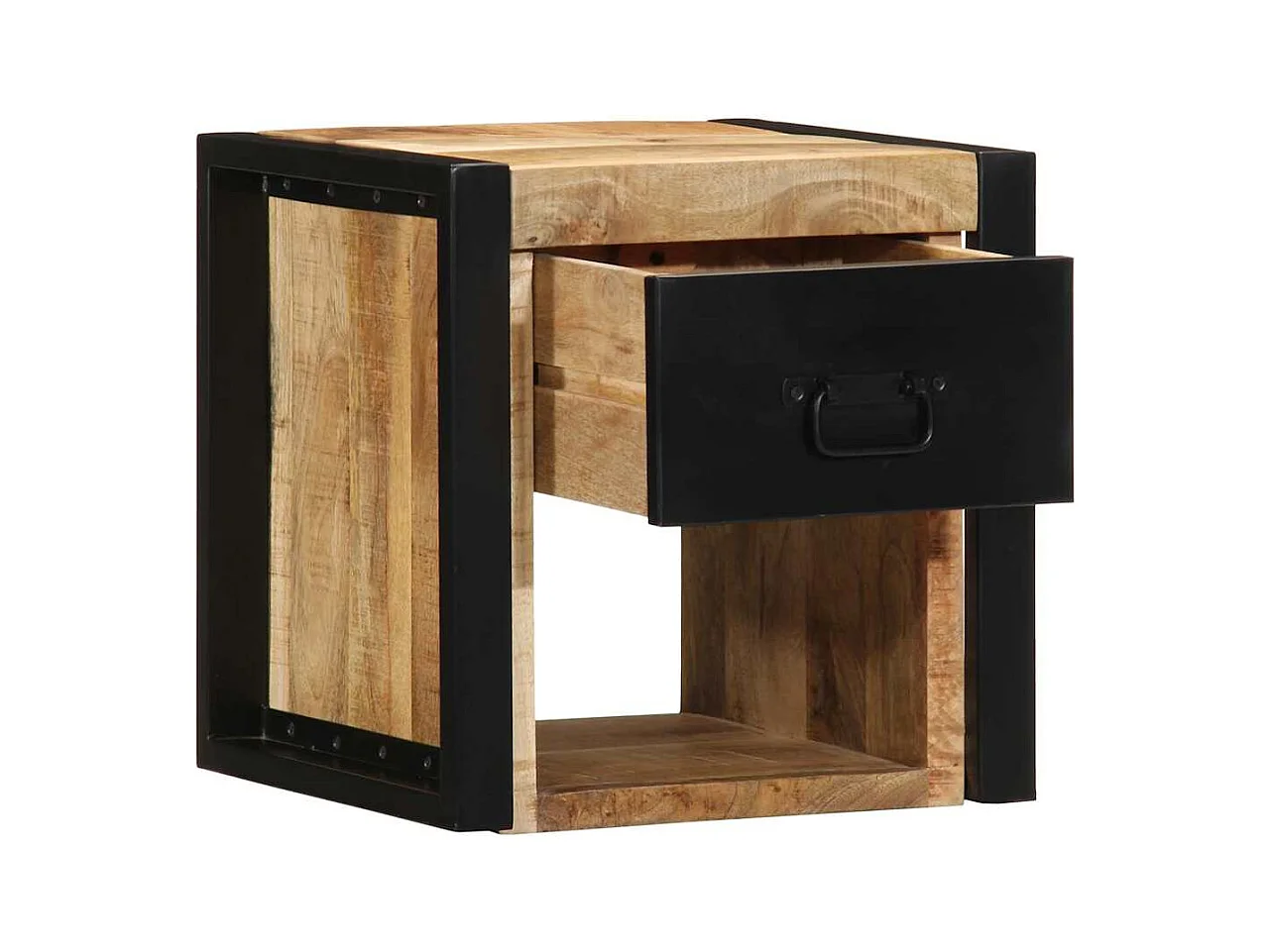 Mesitas de noche | Mesilla de noche 2 uds 40x35x40 cm madera maciza rugosa mango