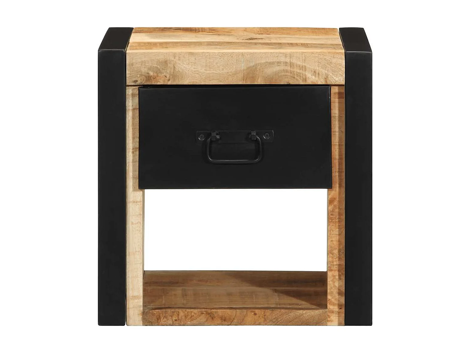 Nachttisch 2er Set-Beistelltisch-Nachttischkommode 40x35x40 cm Raues Mango-Massivholz SHL70134