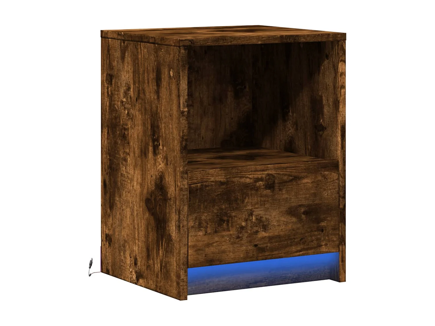 Nachttisch-Beistelltisch mit LED-Leuchten Räuchereiche Holzwerkstoff SHL28691