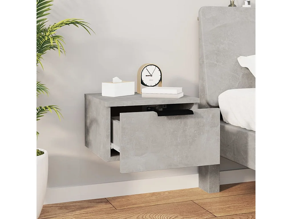 Nachttisch hängend 2er Set | Wand-Nachttische Betongrau 34x30x20 cm SHL46179
