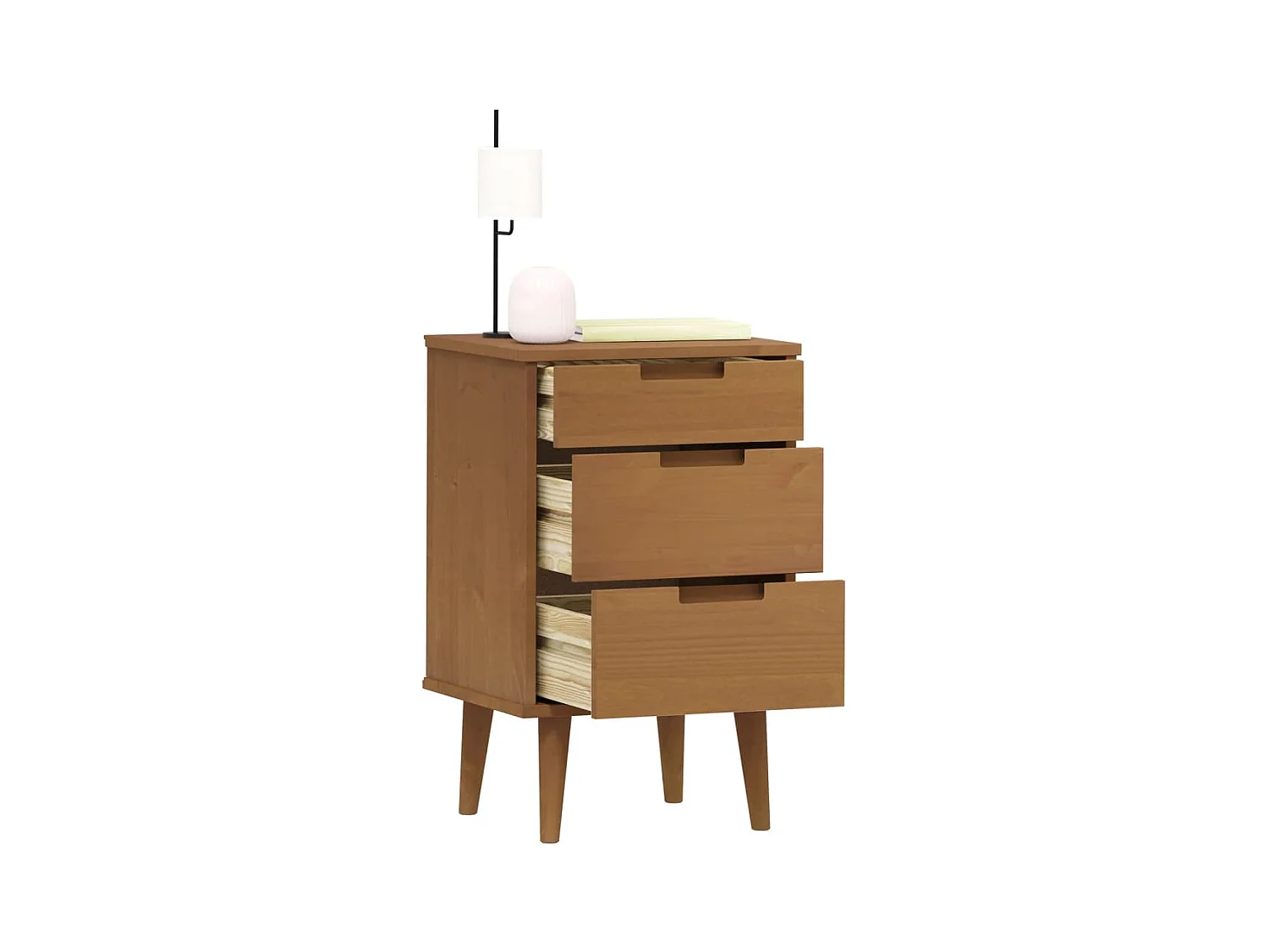 Mesita de noche | Mesilla de noche MOLDE madera maciza de pino marrón 40x35x65 cm