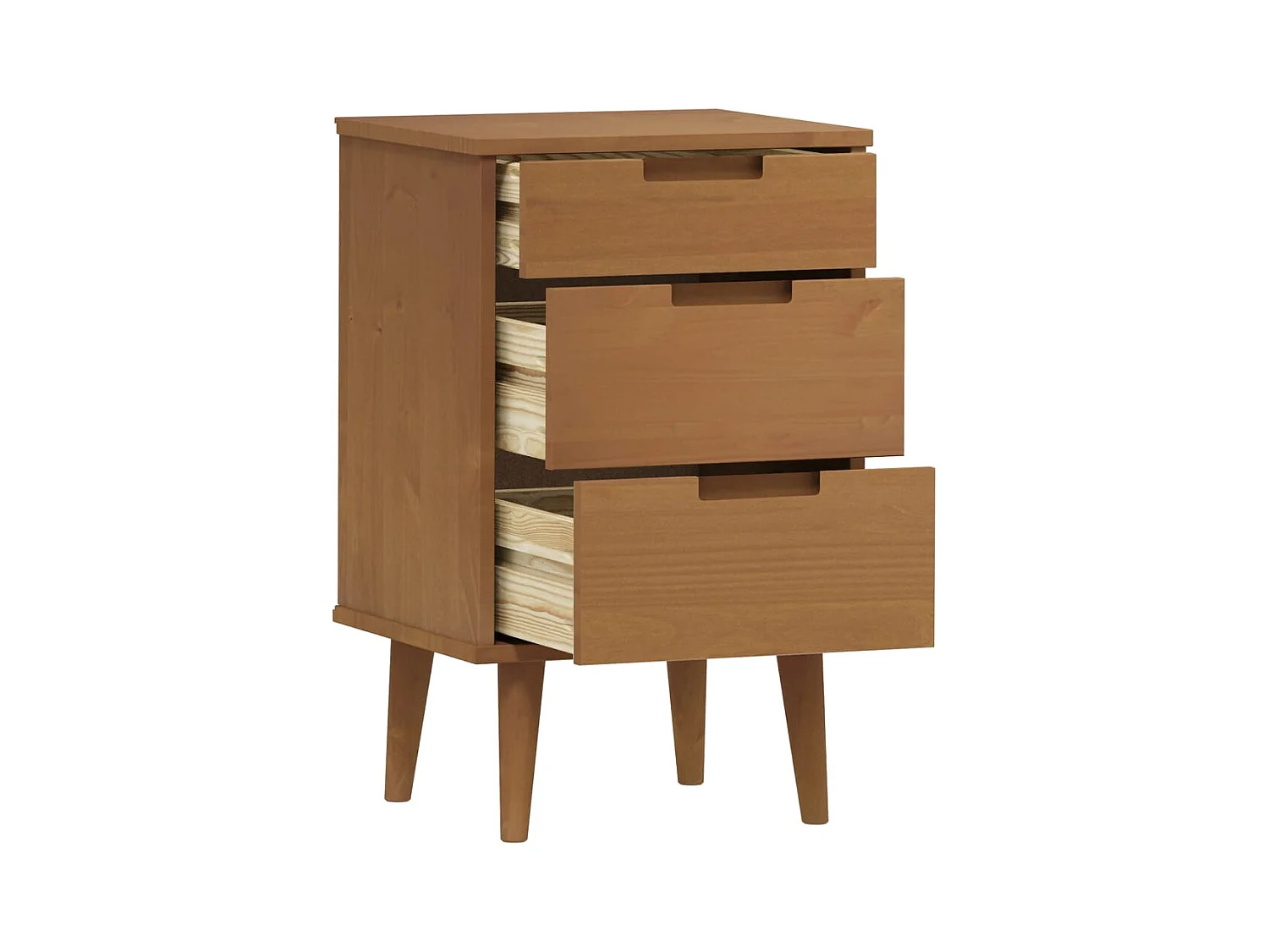 Mesita de noche | Mesilla de noche MOLDE madera maciza de pino marrón 40x35x65 cm