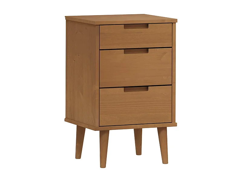 Nachttisch-Beistelltisch MOLDE Braun 40x35x65 cm Massivholz Kiefer SHL21404