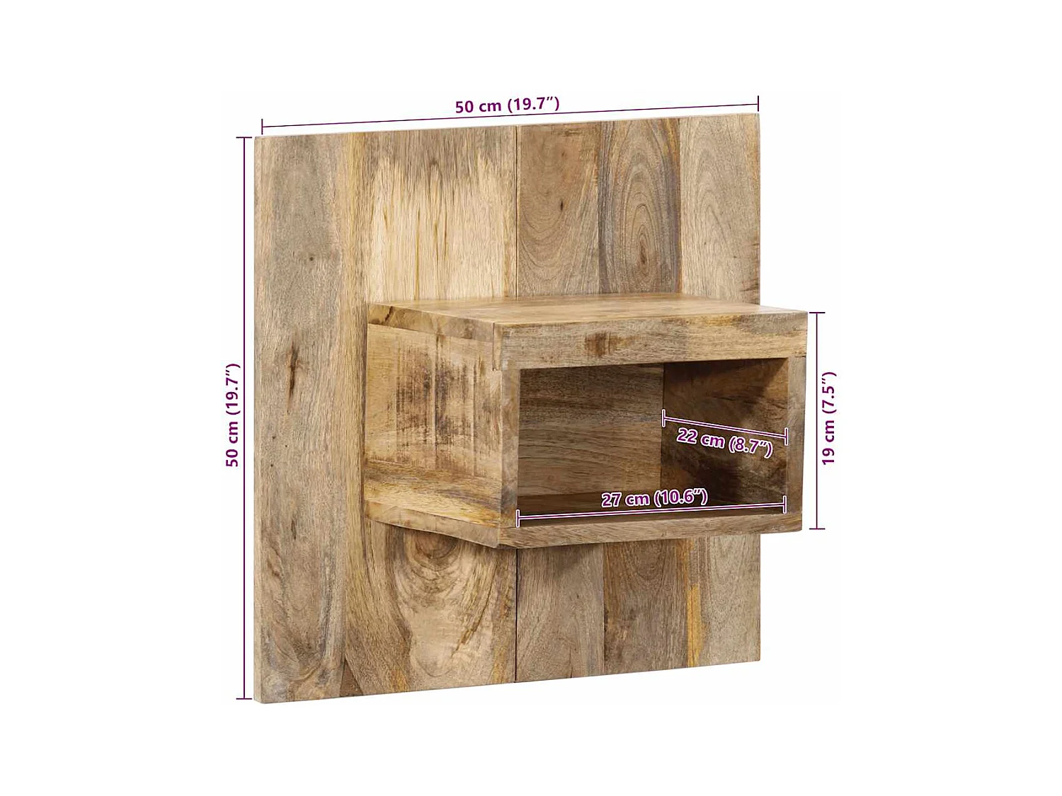 Mesita de noche | Mesilla de noche madera maciza de mango 50x27x50 cm