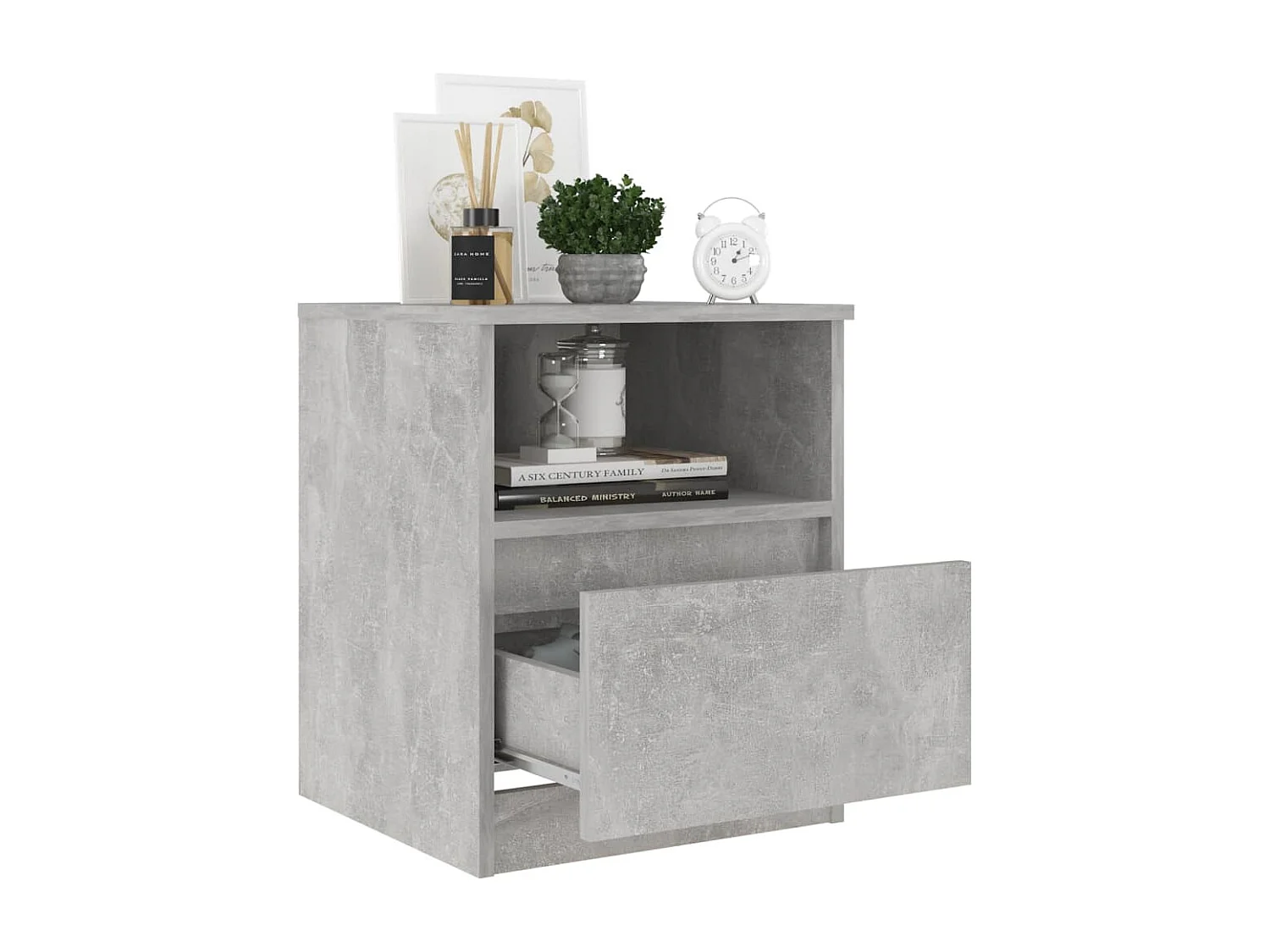 Nachttisch-Beistelltisch Betongrau 40x40x50 cm Holzwerkstoff SHL5105