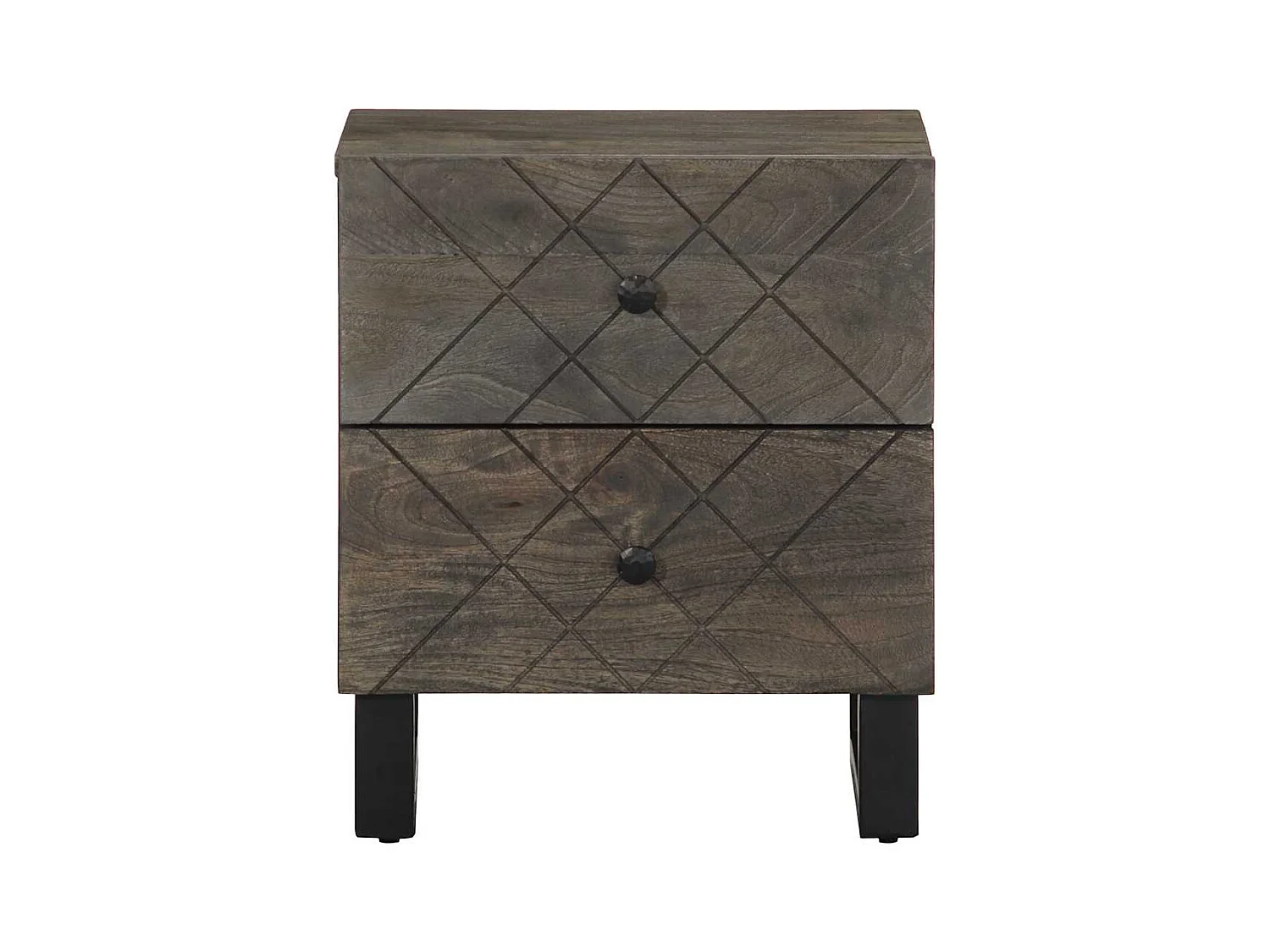 Mesitas de noche | Mesilla de noche 2 uds madera maciza de mango negro 40x33x46 cm