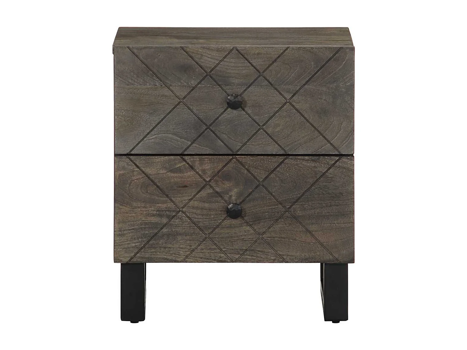 Nachttisch 2er Set-Beistelltisch-Nachttischkommode Schwarz 40x33x46 cm Massivholz Mango SHL12596