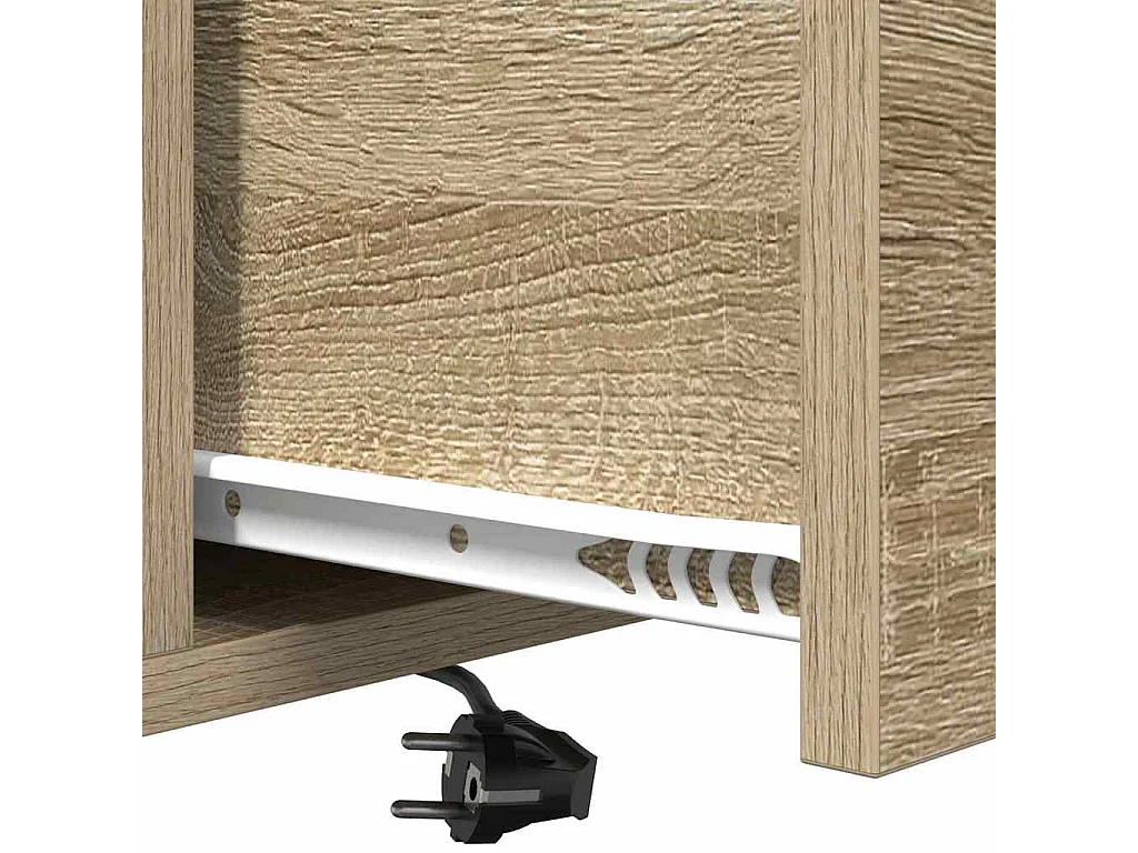 Mesita de Noche | Mesa auxiliar con Estación de Carga con cajón Roble Sonoma