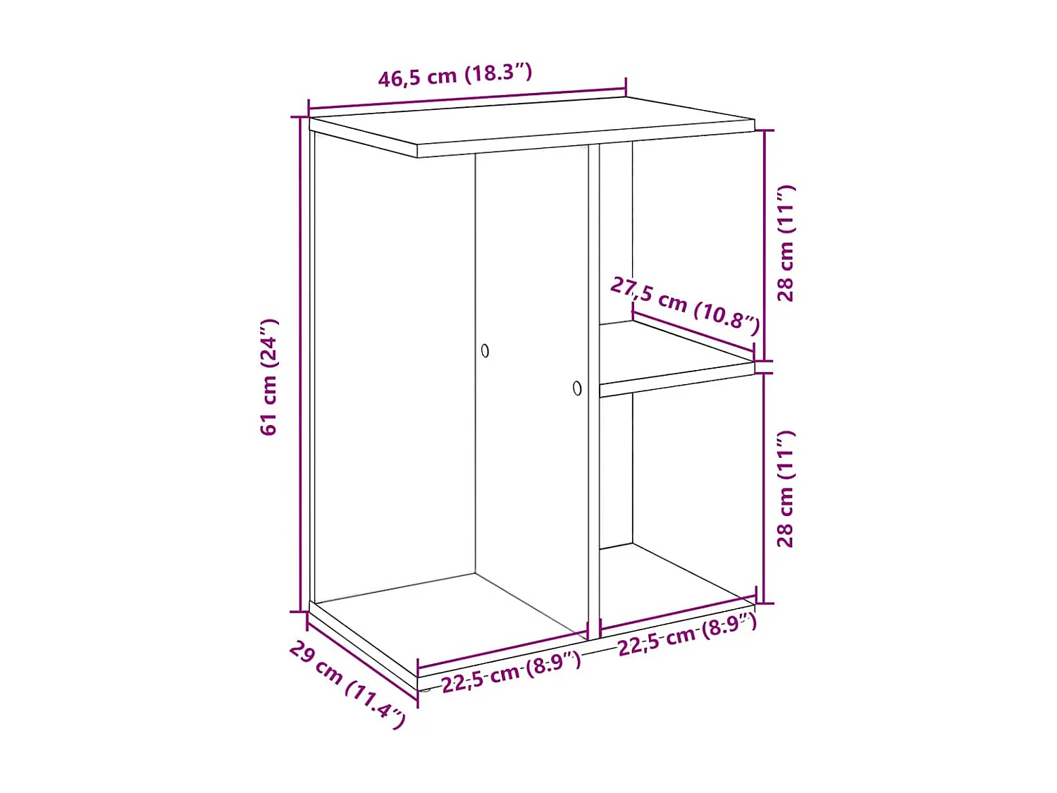 Nachttisch-Beistelltisch Weiß 46,5x29x61 cm Holzwerkstoff SHL57756